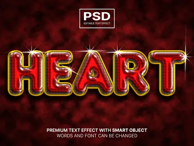 Heart PSD editable text effect addons editable text effect free font heart lettering love modern font psd red text logo typhography valentine