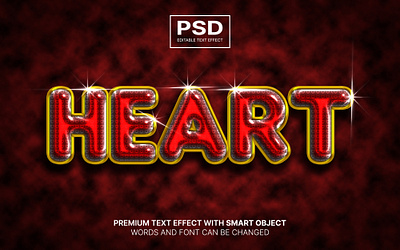 Heart PSD editable text effect addons editable text effect free font heart lettering love modern font psd red text logo typhography valentine