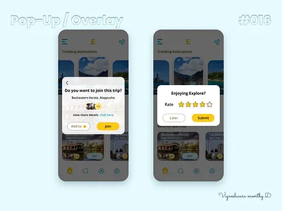Pop-Up / Overlay - #016 016 dailyui figma mobileui overlay pop up pop upoverlay popup popupoverlay travelapp travelui ui uiux ux