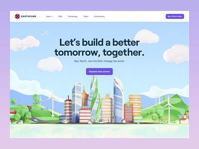 EarthFund – Home 3d 3d illustration animation clean community crypto design earthfund funding hero header homepage landing page minimal testimonial ui ui design ux ux design vote web design