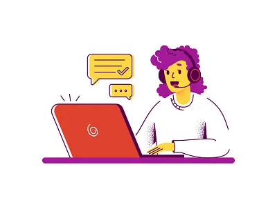 Female figure with a sales headset on art concept flat illustration people person sale support ui vector woman