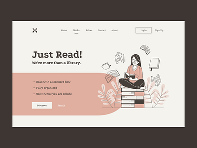 Scroll through a better UI/UX for a good read with an e-library books design ebooks ui ux website websitedesign whitepencil