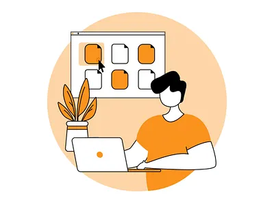 orange boy boy computer cute boy hair illus illustration laptop orange paint stock vector