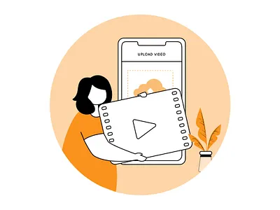 play girl business computer cutegirl girl illus illustration internet movie orange play play video vector video