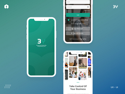 3Y Mobile App app branding business design green illustration marketplace onboarding splash screen ui ux