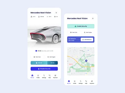Car Security App app automation cam car car security car service clean clean app electric electric car figma map mercedes mobile app next vision repair security service tesla ui
