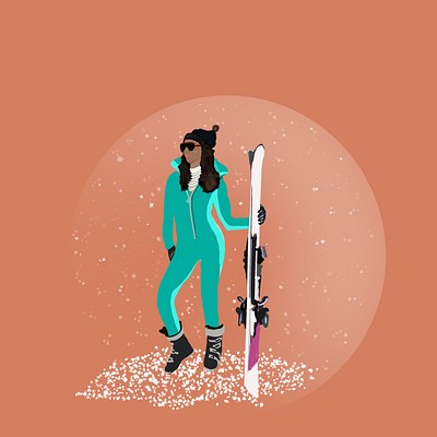 Skiing illustration modern ski ski skiing skier woman women