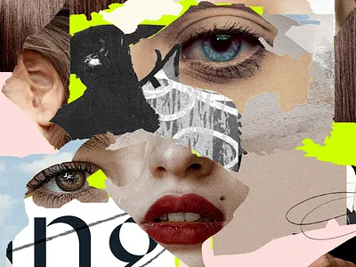 PAPER TRAILS #1 art collage colors compositing design eyes girl graphic graphic design lips paper ripped tear trails woman