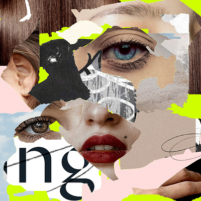 PAPER TRAILS #1 art collage colors compositing design eyes girl graphic graphic design lips paper ripped tear trails woman