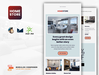 Home - Responsive Furniture & Interior design Email template builder campaignmonitor design dragdrop emailbuilder emailtemplate modulescomposer multipurpose