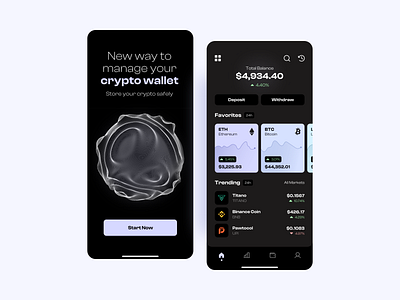 CryptoWallet App Concept adobe xd app app design crypto cryptocurrency cryptomarket dark dark mode design figma finance mobile modern ui ui design ux