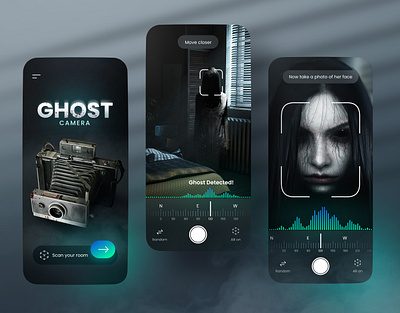 AR Ghost Camera mobile UI concept ar figma ghost horror mobile app sinthai sinthaistudio ui