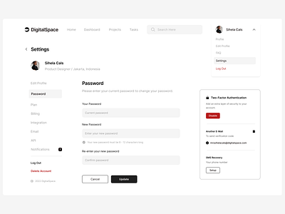 Change Password Settings dailyui design ui
