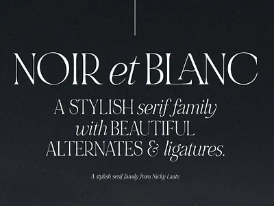 Noir et Blanc Font Family duo elegance elegant serif feminine font fonts graceful grand italic lettering pretty quotes romantic serif stylish tall thin typeface typography wedding