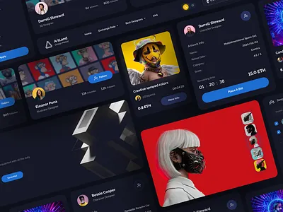 NFT Marketplace | Component 3d 3d ui art artland bitcoin blockchain branding component crypto currency design illustration monkey nft token ui uidesign ux uxdesign