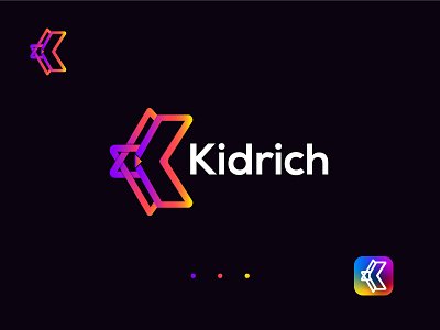 Modern K Letter Logo // Kidrich logo abstract logo design brand identity brand style design branding colorful design graphic design icon identity k logo kidrich logo letter logo logo logo design logo inspirations logo mark logos modern k letter logo monogram logo design typography