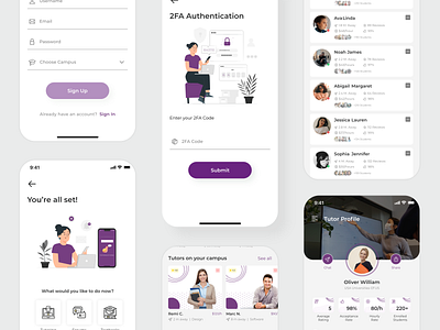 Tutoring App UI Kit app clean design free tutoring app ui freebie graphic design icons illustration illustrator mobile app online education student tutor ui ui kit