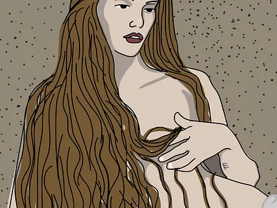 Drowned by Hair characterdesign illustration lineart vector