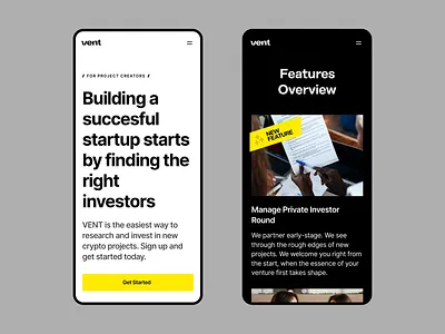 Vent - Project Creators bazen agency bitcoin blockchain crowdfunding crowdfunding platform crypto crypto app crypto landing page crypto wallet crypto website cryptocurrency defi etherium finance financial management fintech investing uiux vent website design