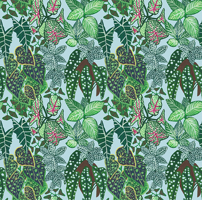 Begonia pattern pale blue begonia botanical design illustration jungle leaf leaves pattern plant plants rainforest seamless surface