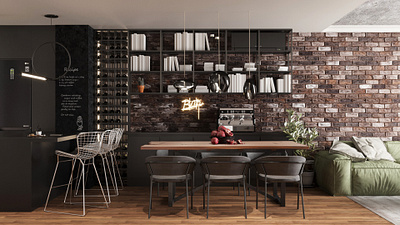 BRICK CONCEPT 3d 3dsmax autocad brick corona design house industrial interior interior architecture