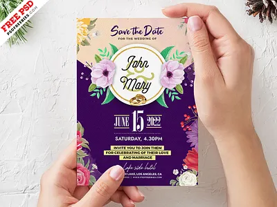 Wedding Invitation Card Template Design PSD card design creative design design free psd graphic design invitation card photoshop print psd free psd template wedding card wedding invitation