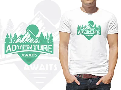 Adventure awaits modern t shirt design hiking