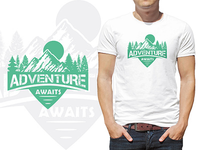 Adventure awaits modern t shirt design hiking