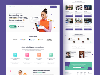 Influen Labs - Influencer Web Platform Concept clean design course design homepage influencer landing page minimalist mockup ui uidesign ux webdesign website