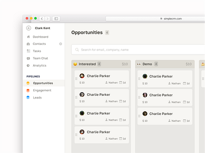 UI details. Simple CRM for small teams admin panel crm dashboard kanban product design sales ui ux