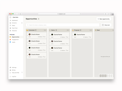 Simple CRM for small teams crm kanban product design sales ui ux web app