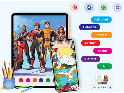 Color Book App adobe illustrator android app icon app app icon design graphic design ii illustration logo ui xd