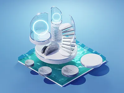 🔵 CALM 3d abstract blender diorama illustration isometric meditation mindfulness render