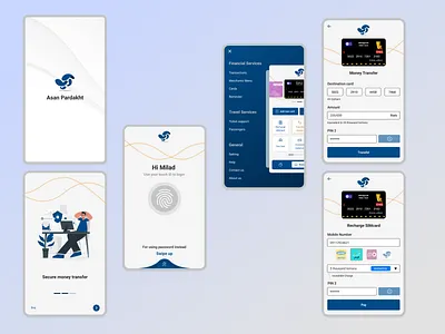 Asan pardakht app redesign asan pardakht credit card design dotchallenge material materialdesign minimal mobile design payment app payment application peyment recharge simcard redesign redesign app transfer money ui ux