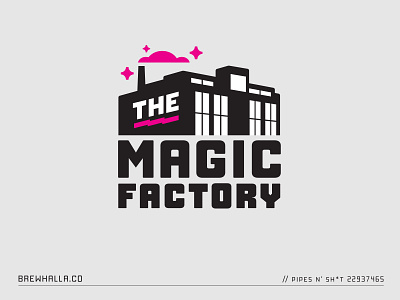 The Magic Factory badge building craft beer factory icon industrial industry logo magic smoke star symbol