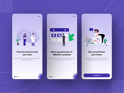 Doctor Appointment App app appdesign appointment care covid design doctor doctorbook figma health homecare onboarding online splash telemedicine ui uidesign userinterface uxdesign vector