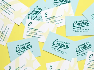Cooper Clean & Care branding business card citrus clean cleaning housekeeping identity retro vintage