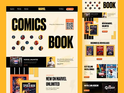 Marvel Comics Website avenger book shop books branding character color comics creative e book inspiration landing page marvel marvel comics minimal modern orix product retro sajon typography