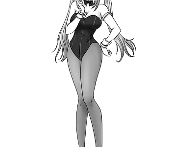 Anime-style Bunny Girl (Book illustration) anime black and white book bw cartoon clip studio comic design digital digital illustration drawing freehand illustration japanese linework manga screen tone shade style tone