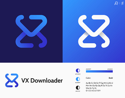 VX Downloader – Logo Identity app app logo bright logo clean design illustration logo minimalist minimalist logo