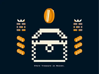 Treasure Trove 2d art christian designer church designer coins heaven pixel art pixel treasure treasure treasure chest treasure trove vector illustration