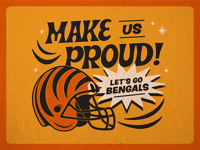 Go Bengals 🐅 | Social bengals cincinnati design football helmet illustration lettering nfl retro super bowl texture tiger type typography vintage