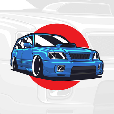 Subaru Forester STI art automotive car cardrawing custom design drawing forester illustration japan japanese jdm logo stance sti subaru tuned unique vector wrx