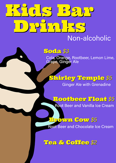 Menu - Kids Bar Drinks graphic design