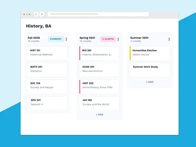 Student Degree Planner product design