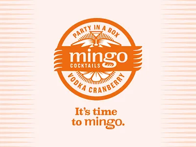 Mingo Cocktails alcohol beverage branding cocktail cranberry design flamingo food identity logo orange retro typography vector vodka