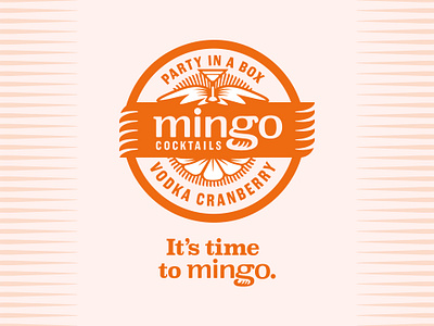 Mingo Cocktails alcohol beverage branding cocktail cranberry design flamingo food identity logo orange retro typography vector vodka