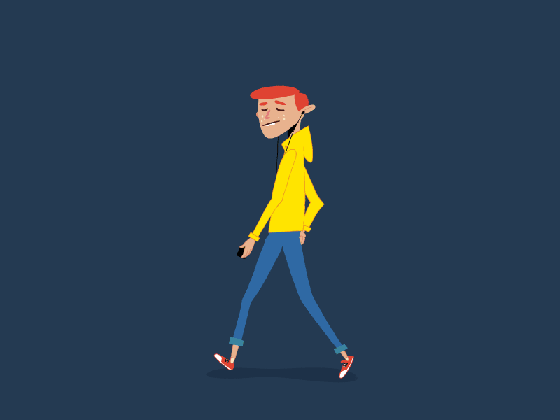 Listening Music affter effects animation character desing ear music illustration motion graphics walking walking cycle