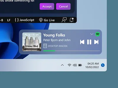 Windows 11 Spotify Widget app branding design graphic design illustration logo music redesign spotify typography ui ux vector widget windows windows 11