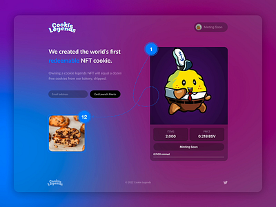 Cookie Legends – NFT Mint Interface Design bakery website blockchain branding cookie cookie interface cookie ui cookie website crypto design illustration nft product product design ui uiux user interface